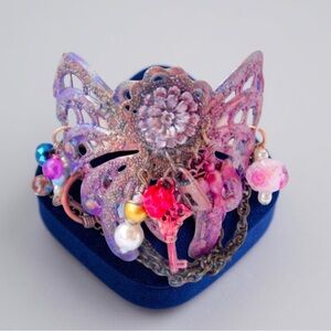 Handcrafted Butterfly cuff bracelet , Assemblage bracelet, One Of A Kind